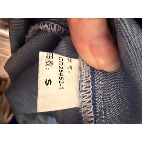 Camellia Dress Womens S Blue Tiered Fit & Flare Midi Puff Sleeve Tie Front - Picture 4 of 5